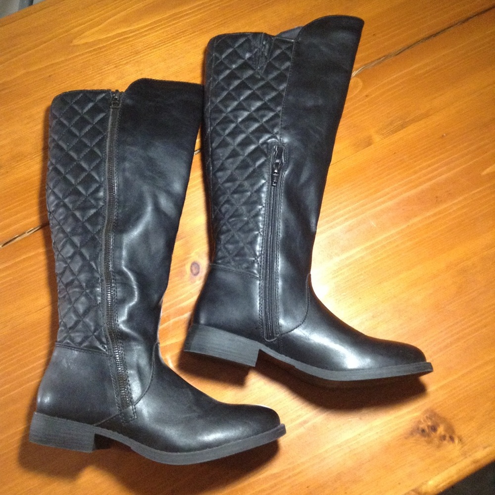 Black Boots with Quilted Detail
